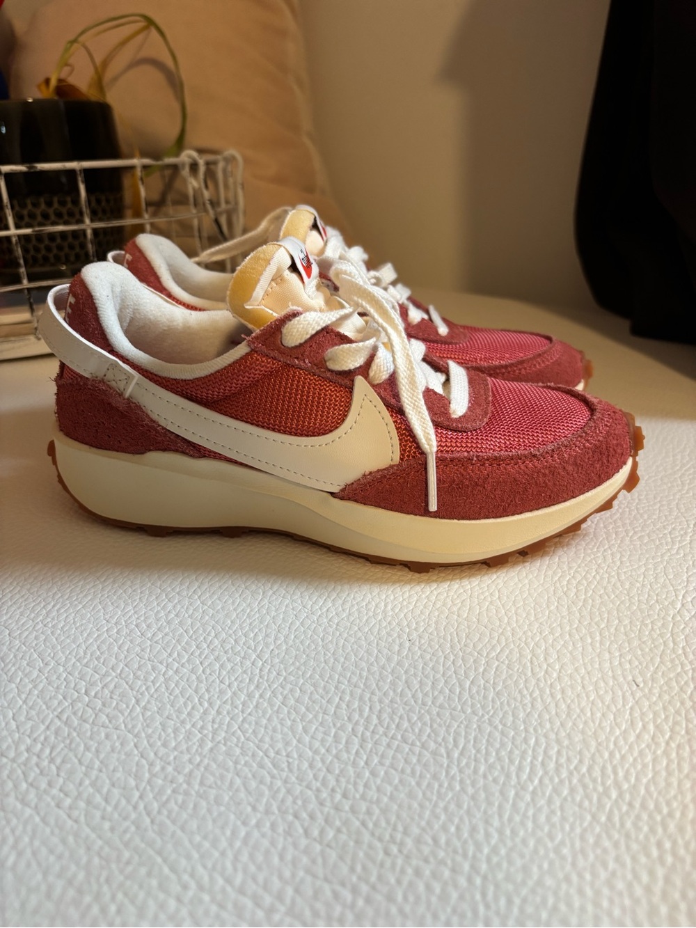 Nike Women's Pink-Red Retro Runner with White Swoosh